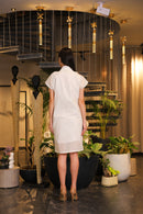 White crochet hand painted overlay dress