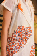 White crochet hand painted overlay dress