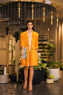 Pop orange overlay dress with hand painted crochet detailing