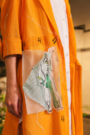 Pop orange overlay dress with hand painted crochet detailing