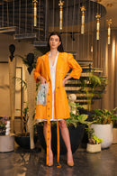 Pop orange overlay dress with hand painted crochet detailing