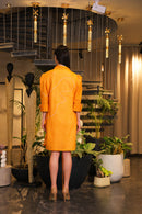 Pop orange overlay dress with hand painted crochet detailing