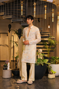 Tie-dye mirror work kurta with pants