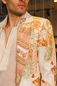 Swayam print embroidered blazer and kurta set