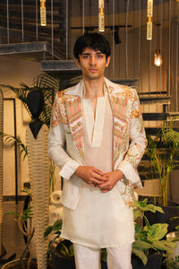 Swayam print embroidered blazer and kurta set