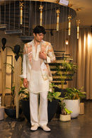 Swayam print embroidered blazer and kurta set
