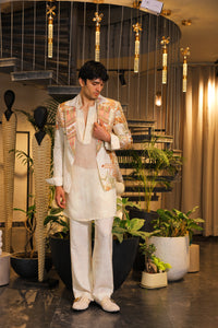 Swayam print embroidered blazer and kurta set