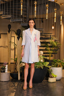 Faded blue and white hand painted overlay dress