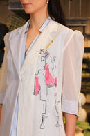 Faded blue and white hand painted overlay dress