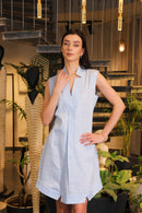 Faded blue and white hand painted overlay dress