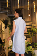 Faded blue and white hand painted overlay dress