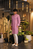Mystic purple crochet mirror work kurta with pants
