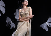 Metallic muse draped saree set