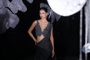 The glided black aroma indo western saree set