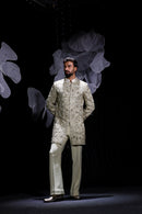 Gilded cut work sage mint indowestern