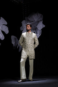 Gilded cut work sage mint indowestern