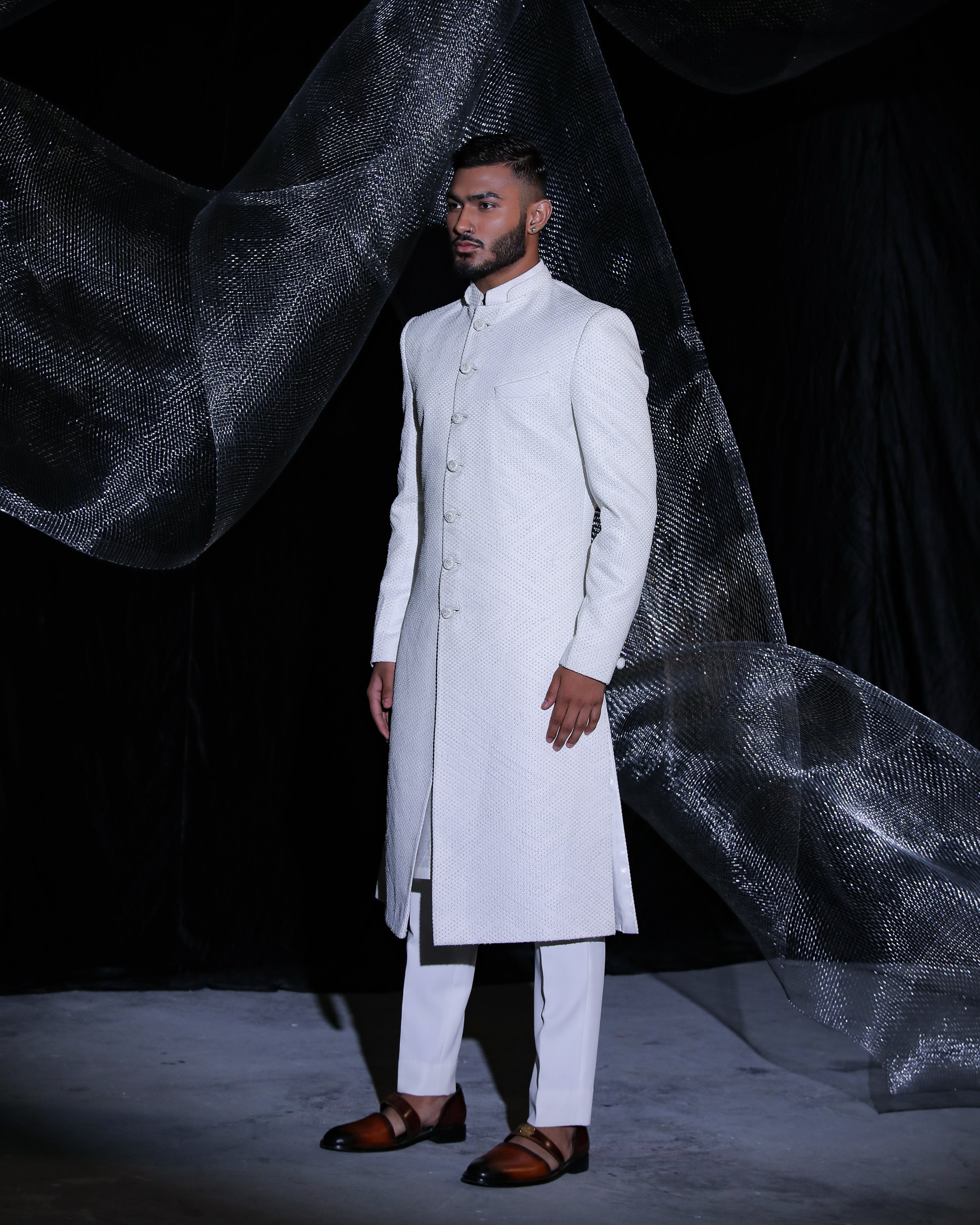 Pearl white sherwani || Gravity ||