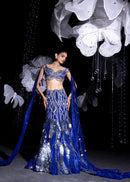 Mirage metallic blue aqua gown lehanga