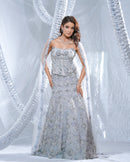 Silver corset tube lehenga, fish cut neo