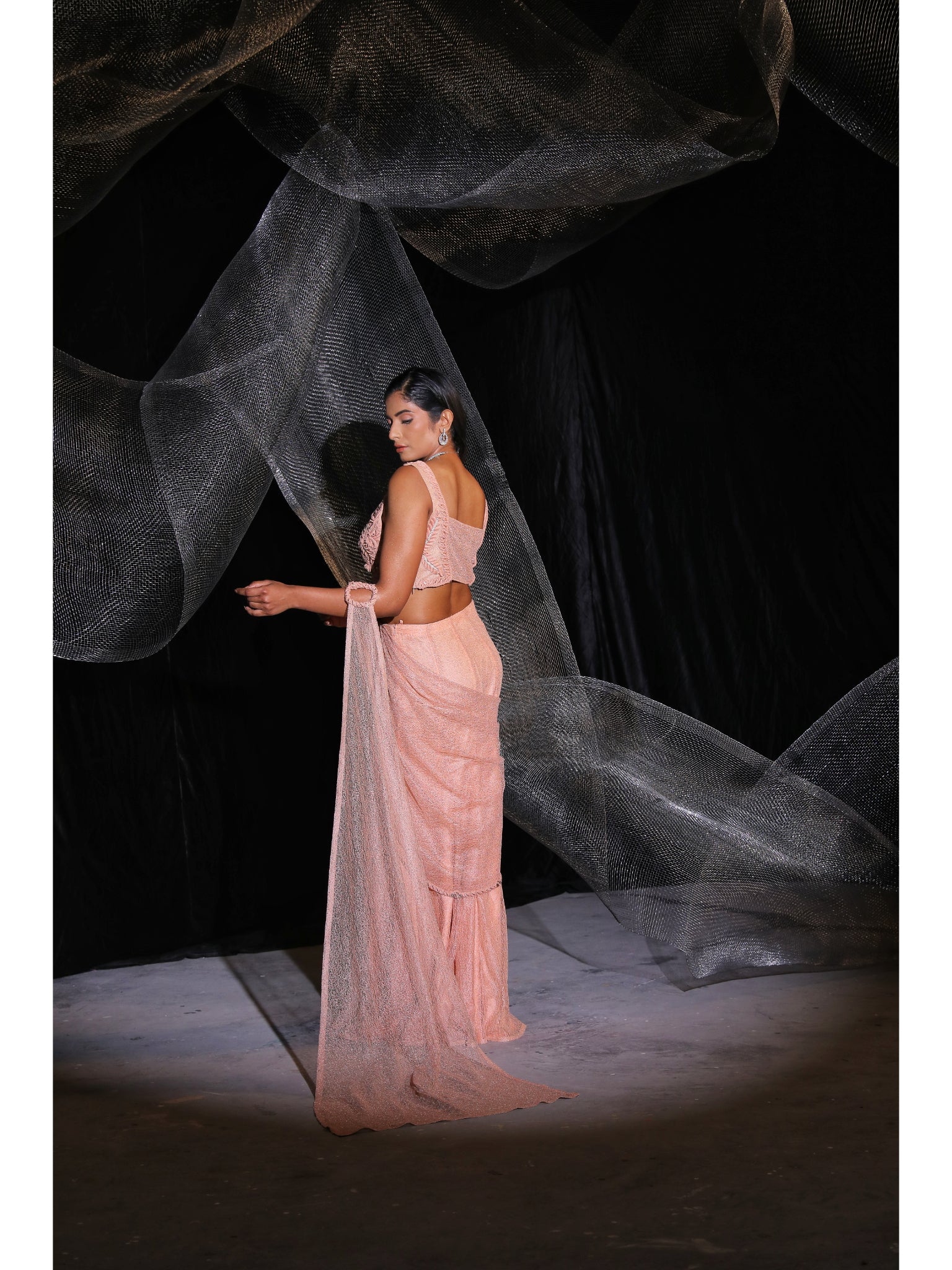 Burnt peach drape saree ( signatures )