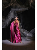 Mettalic pink drape saree ( signature )