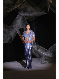 Midnight Ash drape saree with jacket ( Signatures )