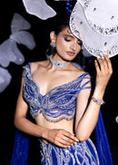 Mirage metallic blue aqua gown lehanga