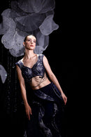 Midnight navy blue indo western set