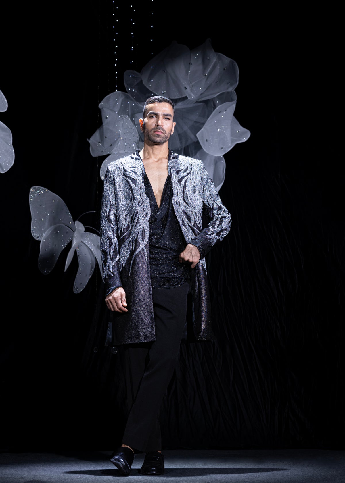 Sapphire noir longline coat set
