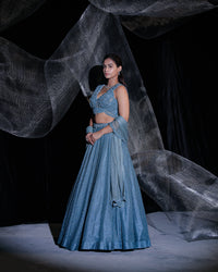 Teal signature angel lehenga