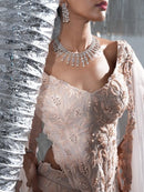 Rose gold cropped corset and lehenga neo