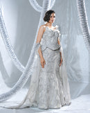 Peplum neo wave corset paired with a neo wave gown and veil neo