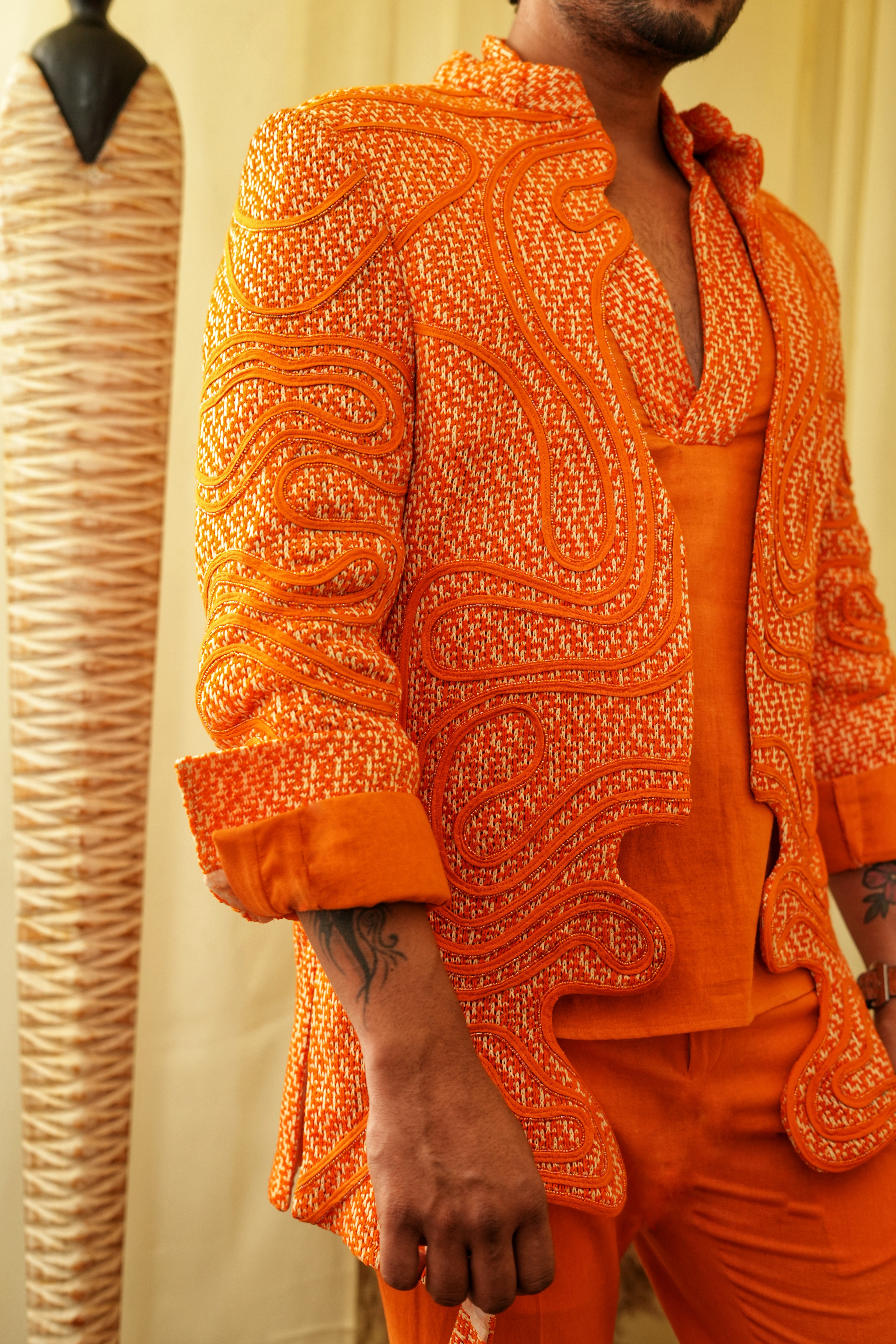 Rust mist crochet ethnowave blazer set carn