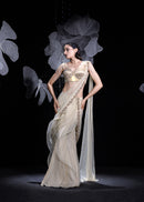 Metallic muse draped saree set