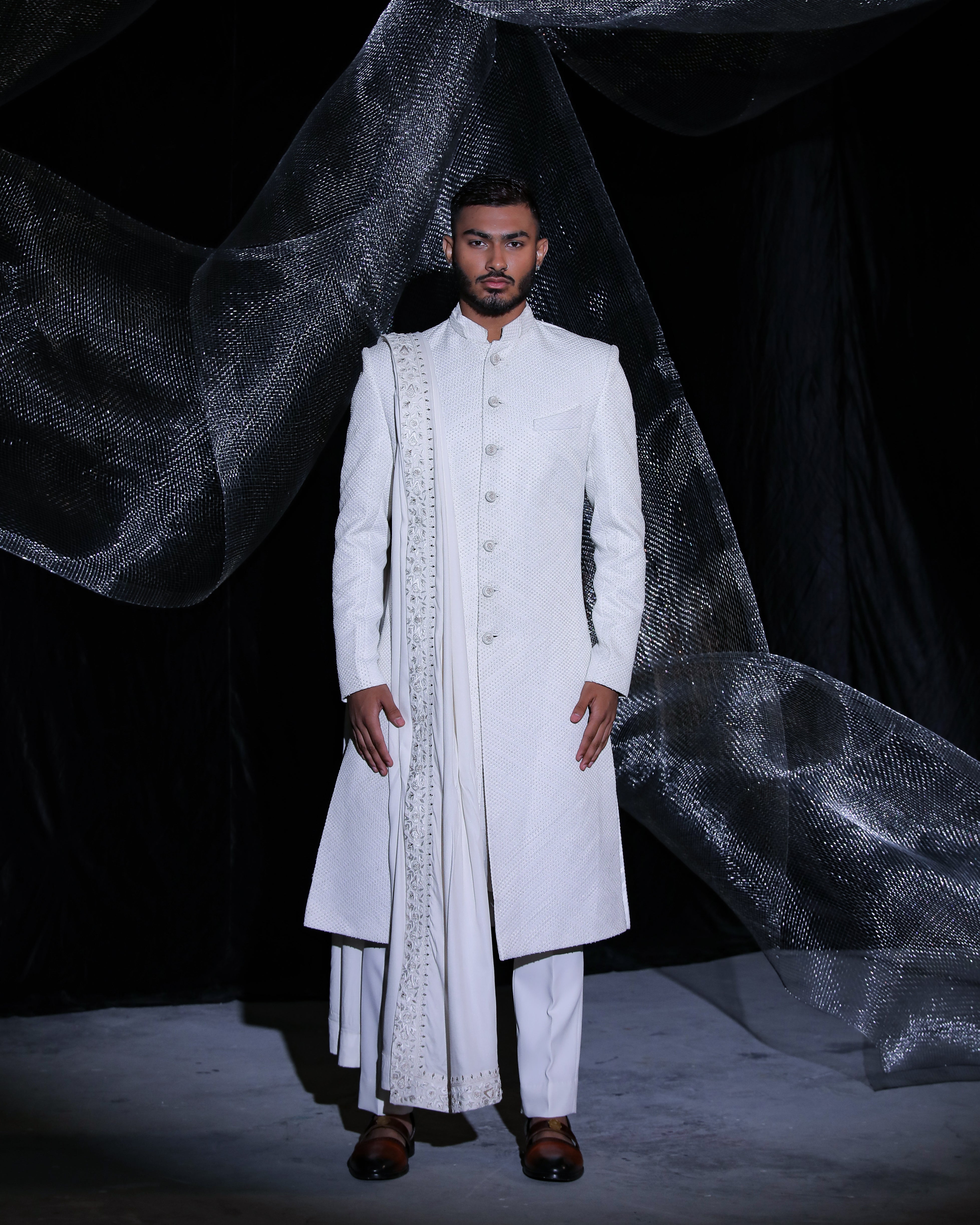 Pearl white sherwani || Gravity ||