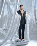 Ethno Strip Black Cowl Shirt