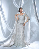 Peplum neo wave corset paired with a neo wave gown and veil neo