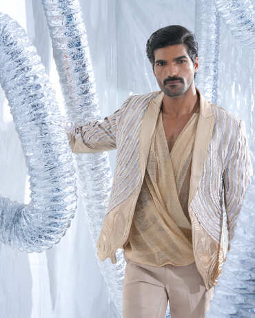 Oxidised gold Layered Neo Indo-Western