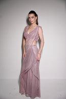 Midnight golden draped saree set (Copy)