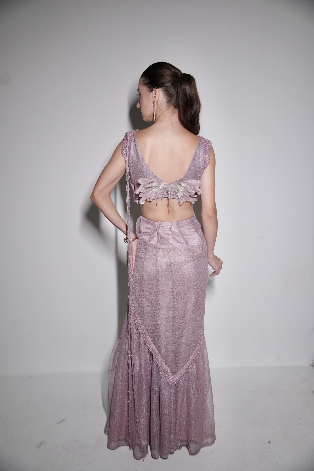 Midnight golden draped saree set (Copy)
