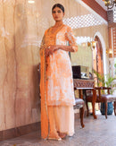 PLEATED TANGERINE WITH WHITE BASE KURTI DRESS