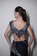 Midnight navy blue indo western set