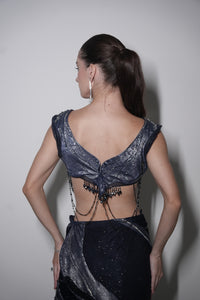 Midnight navy blue indo western set