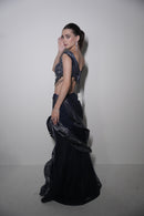 Midnight navy blue indo western set