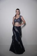 Midnight navy blue indo western set