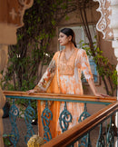 PLEATED TANGERINE WITH WHITE BASE KURTI DRESS