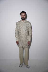 Gilded cut work sage mint indowestern