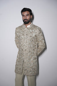 Gilded cut work sage mint indowestern