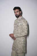Gilded cut work sage mint indowestern