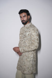 Gilded cut work sage mint indowestern